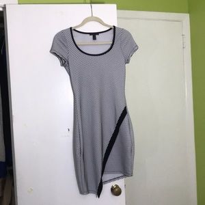 Black and white striped body con dress